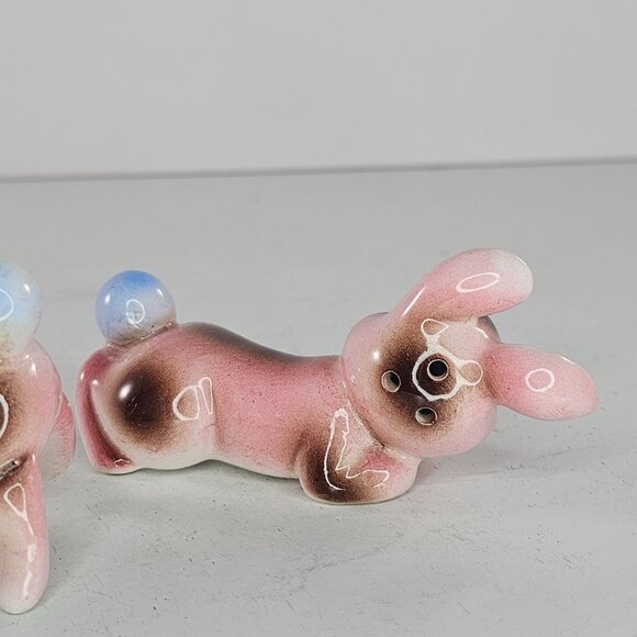 Vintage Pink Bunny Rabbit Salt Pepper Shaker Set Figurines Ceramic Japan *Repair - Picture 9 of 12